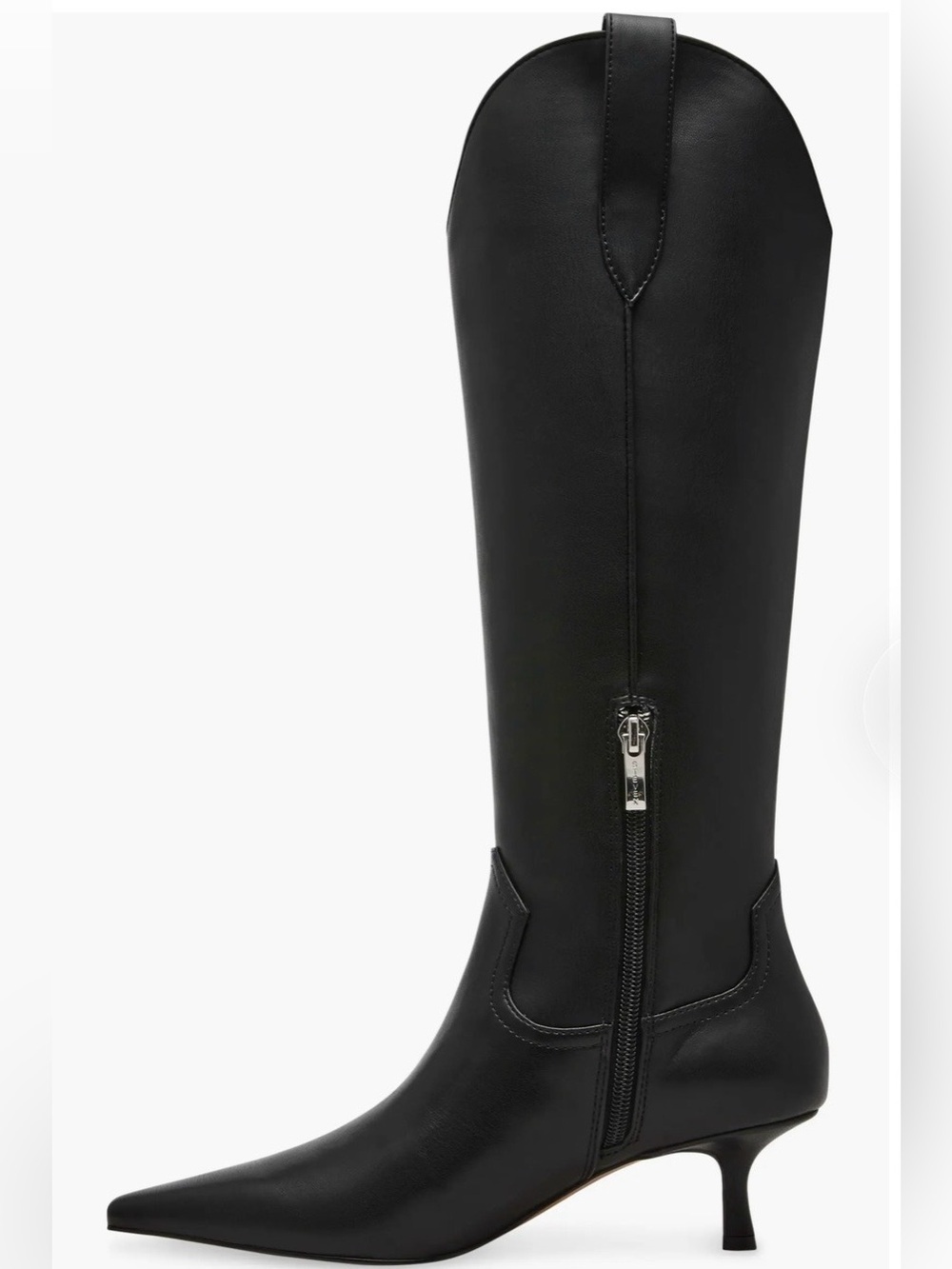 Steven New York New Britt Knee High Western Boots Black Pointed Toe 7.5